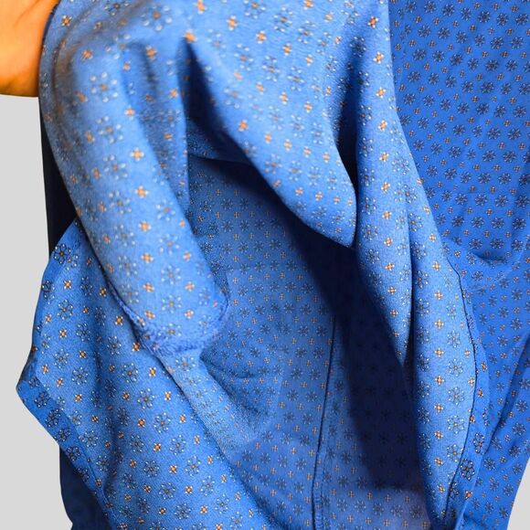 Maison d’Amélie Paris Floral Ruffle Blouse Women's Size Small Blue Long Sleeve - Picture 14 of 16